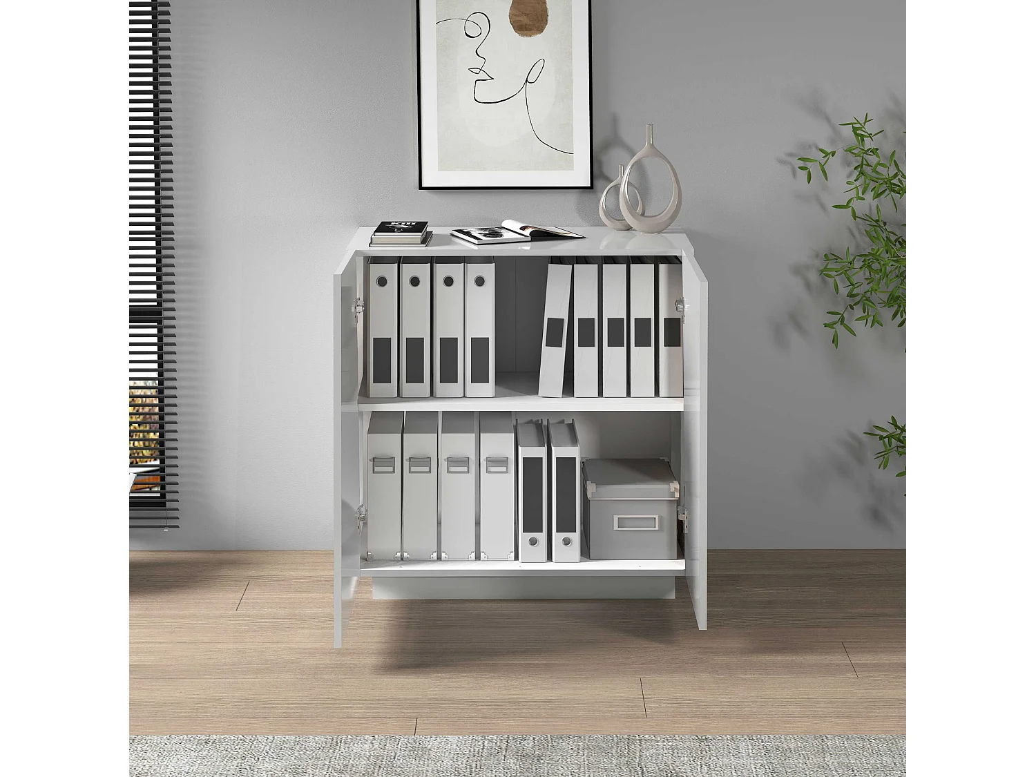 Armadio multiuso Easy a 2 ante bianco lucido 79,20x38x86 cm