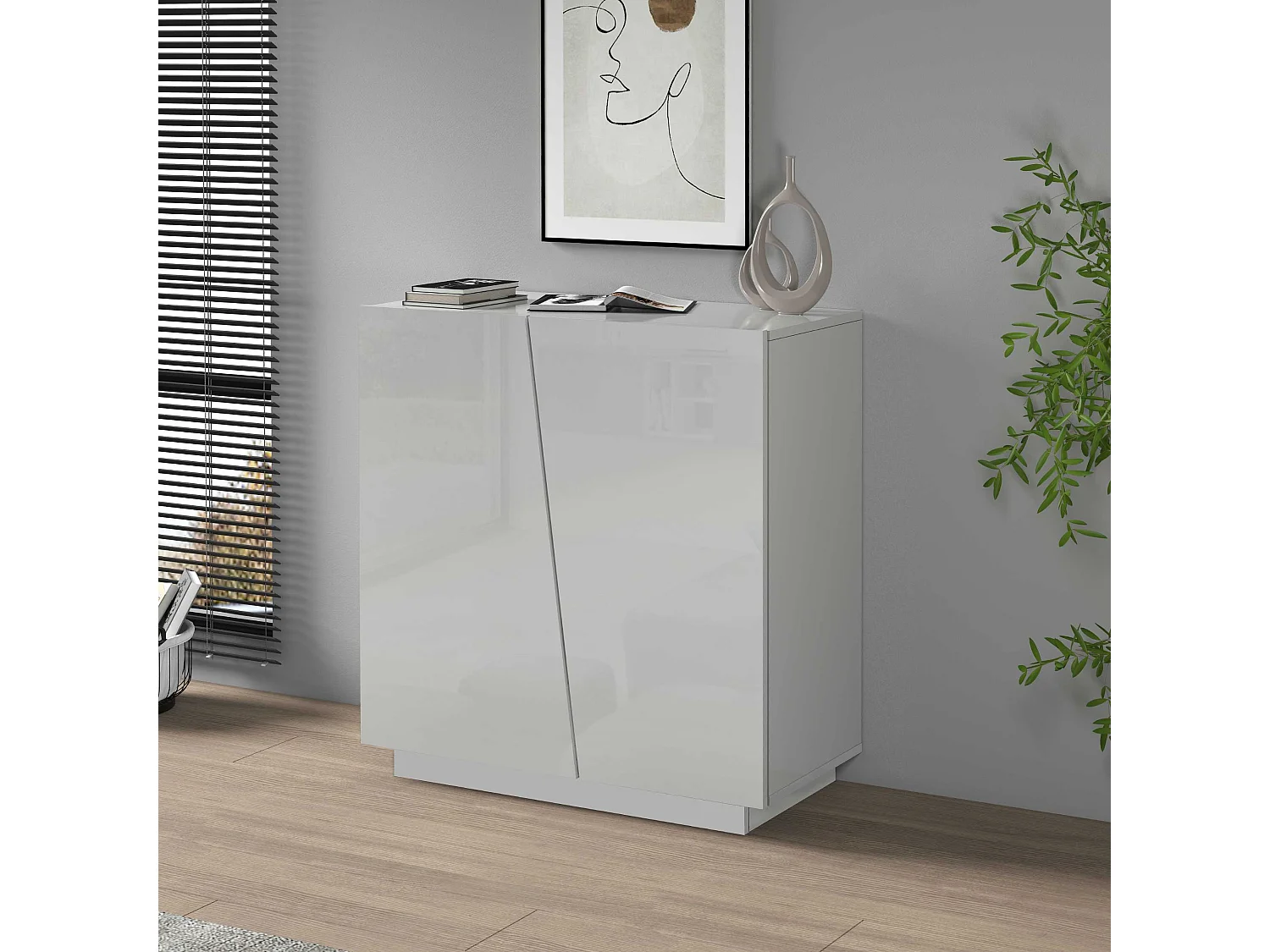 Armadio multiuso Easy a 2 ante bianco lucido 79,20x38x86 cm