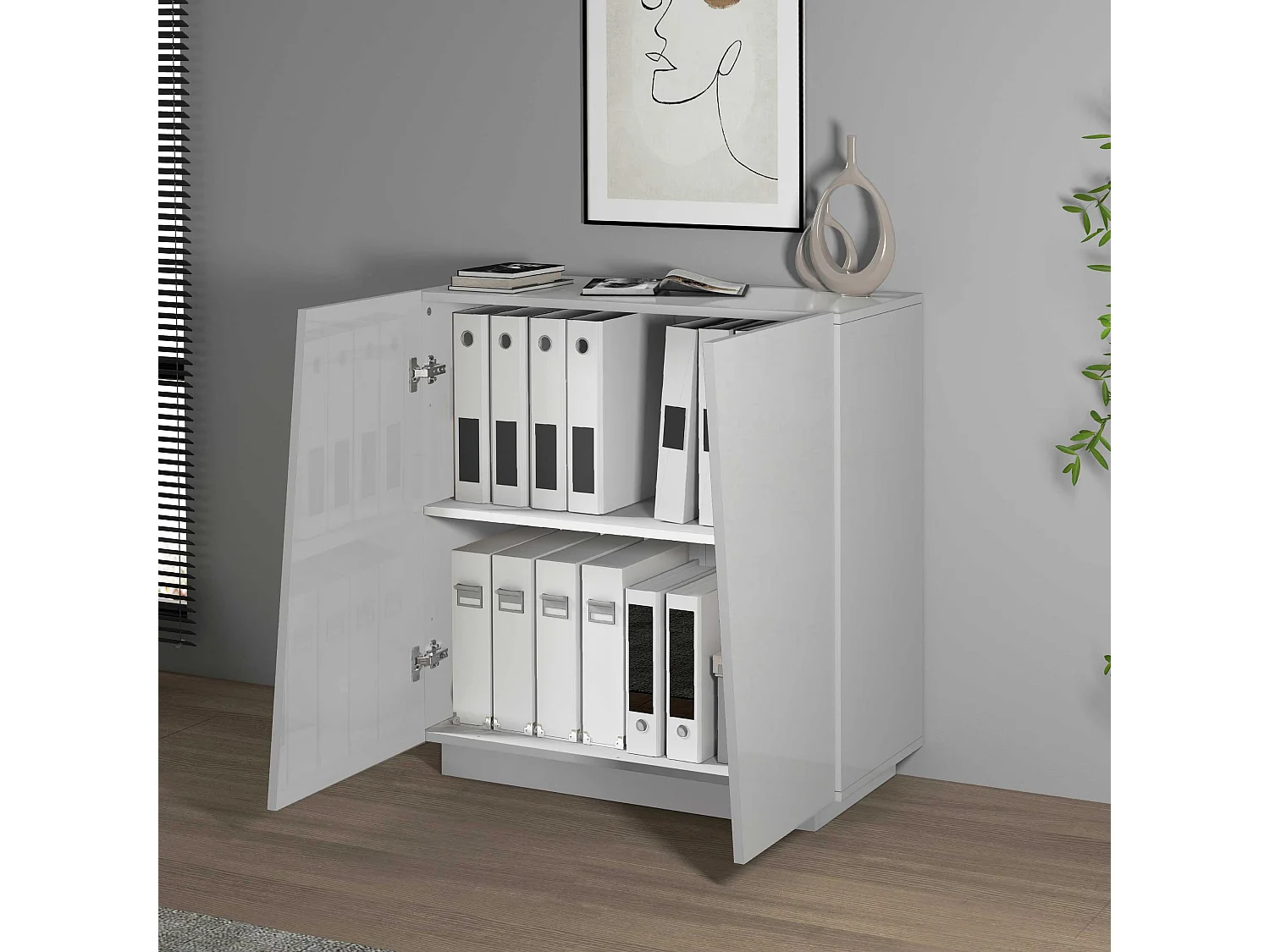 Armadio multiuso Easy a 2 ante bianco lucido 79,20x38x86 cm