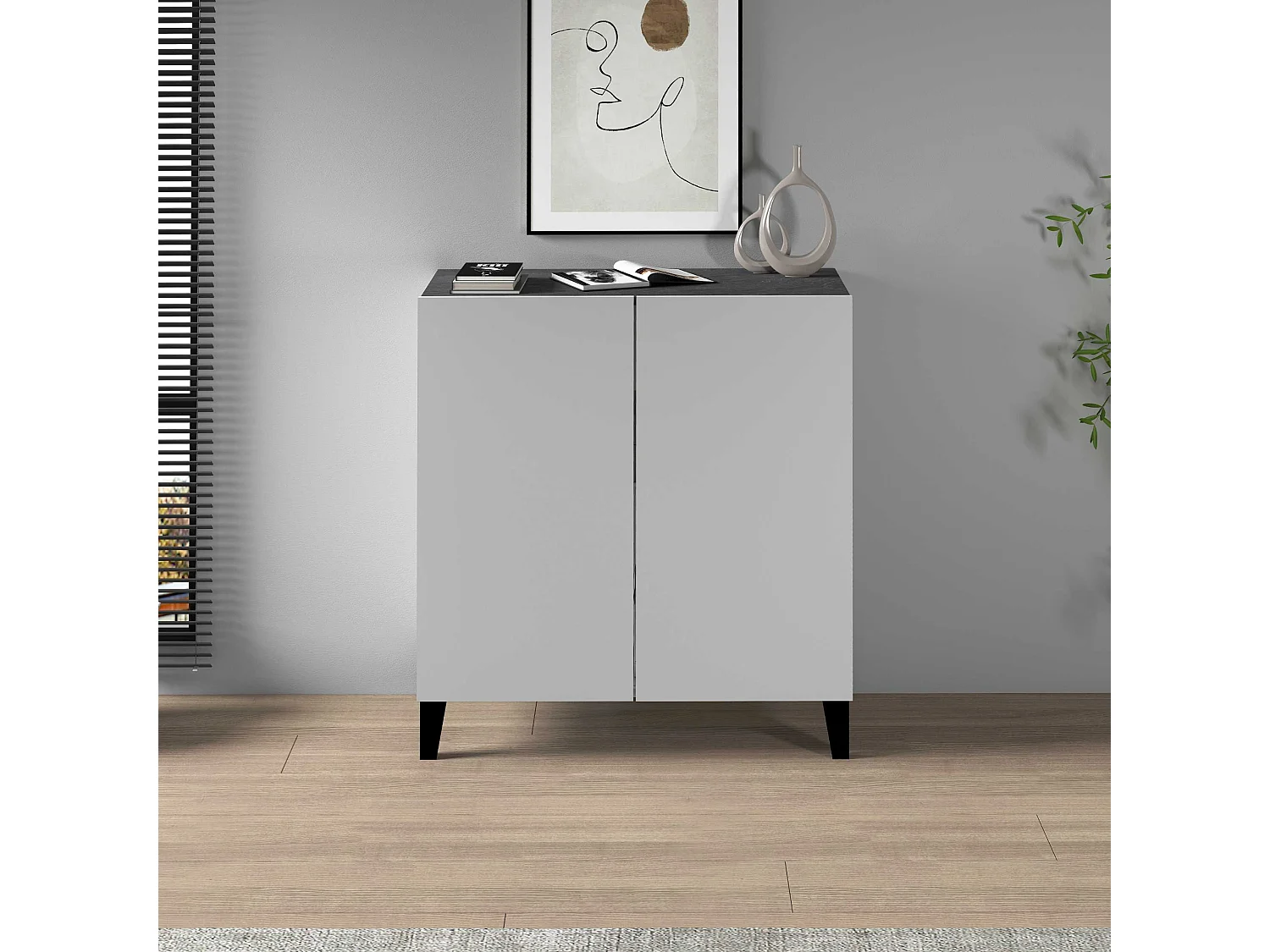 Armadio multiuso Easy a 2 ante report e bianco opaco 79,20x38x92,5 cm