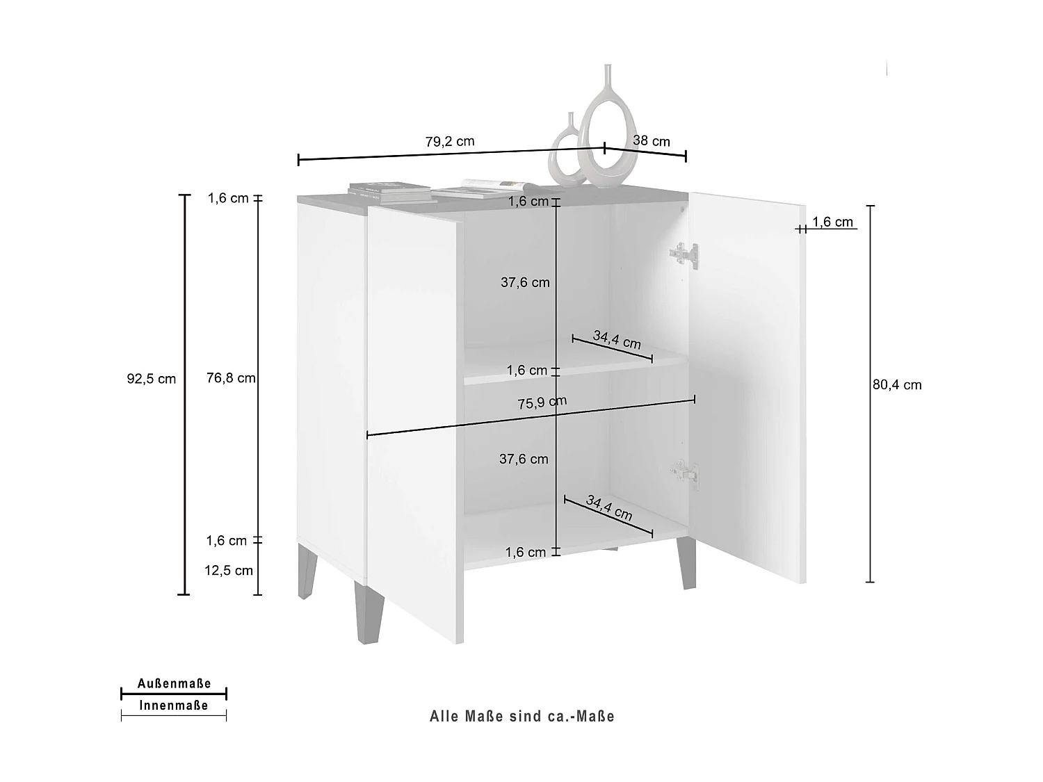 Armadio multiuso Easy a 2 ante report e bianco opaco 79,20x38x92,5 cm