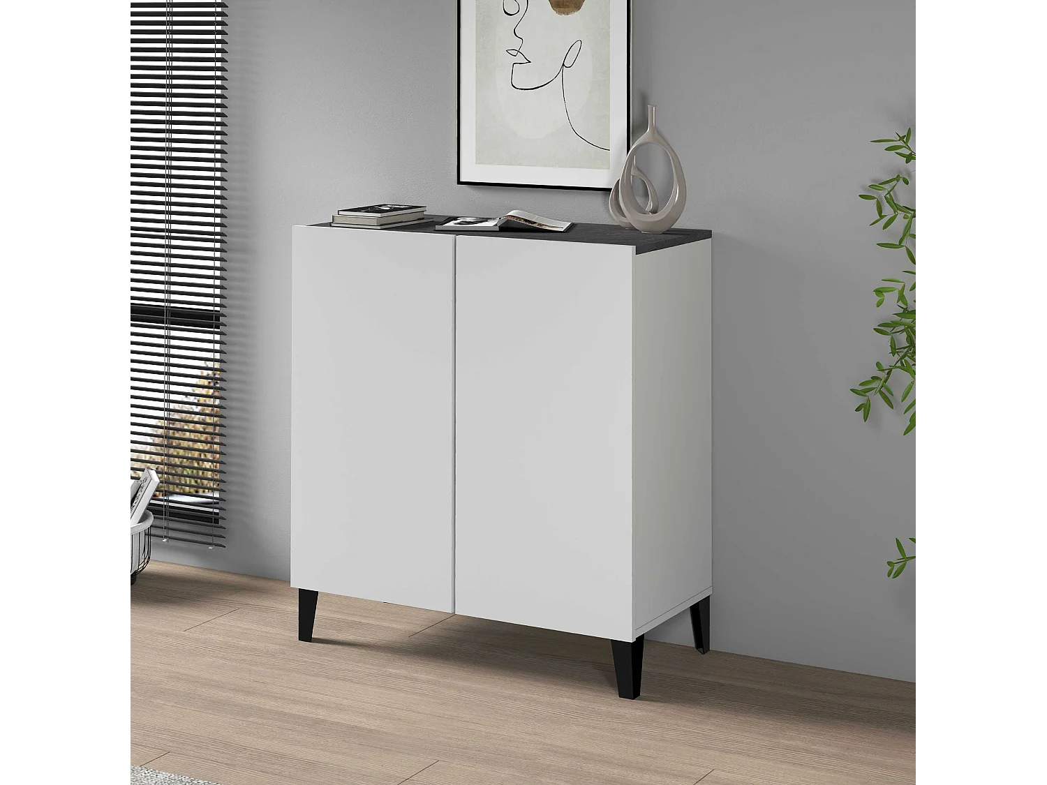 Armadio multiuso Easy a 2 ante report e bianco opaco 79,20x38x92,5 cm