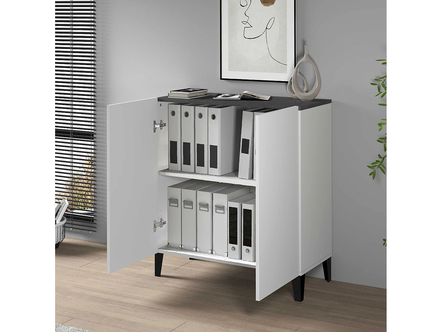 Armadio multiuso Easy a 2 ante report e bianco opaco 79,20x38x92,5 cm