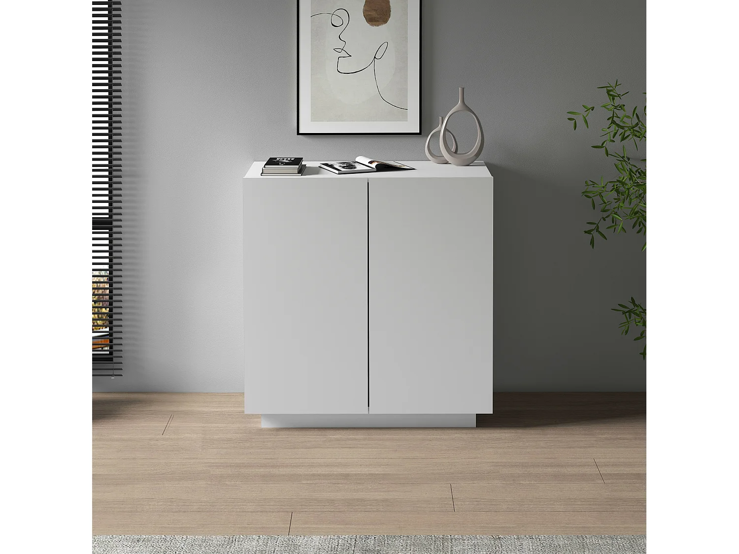 Armario multiusos Easy con 2 puertas blanco mate 79,20x38x86 cm