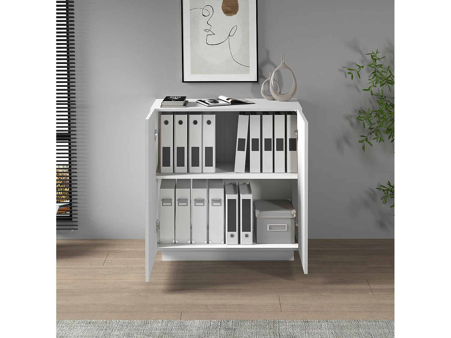 Armario multiusos Easy con 2 puertas blanco mate 79,20x38x86 cm