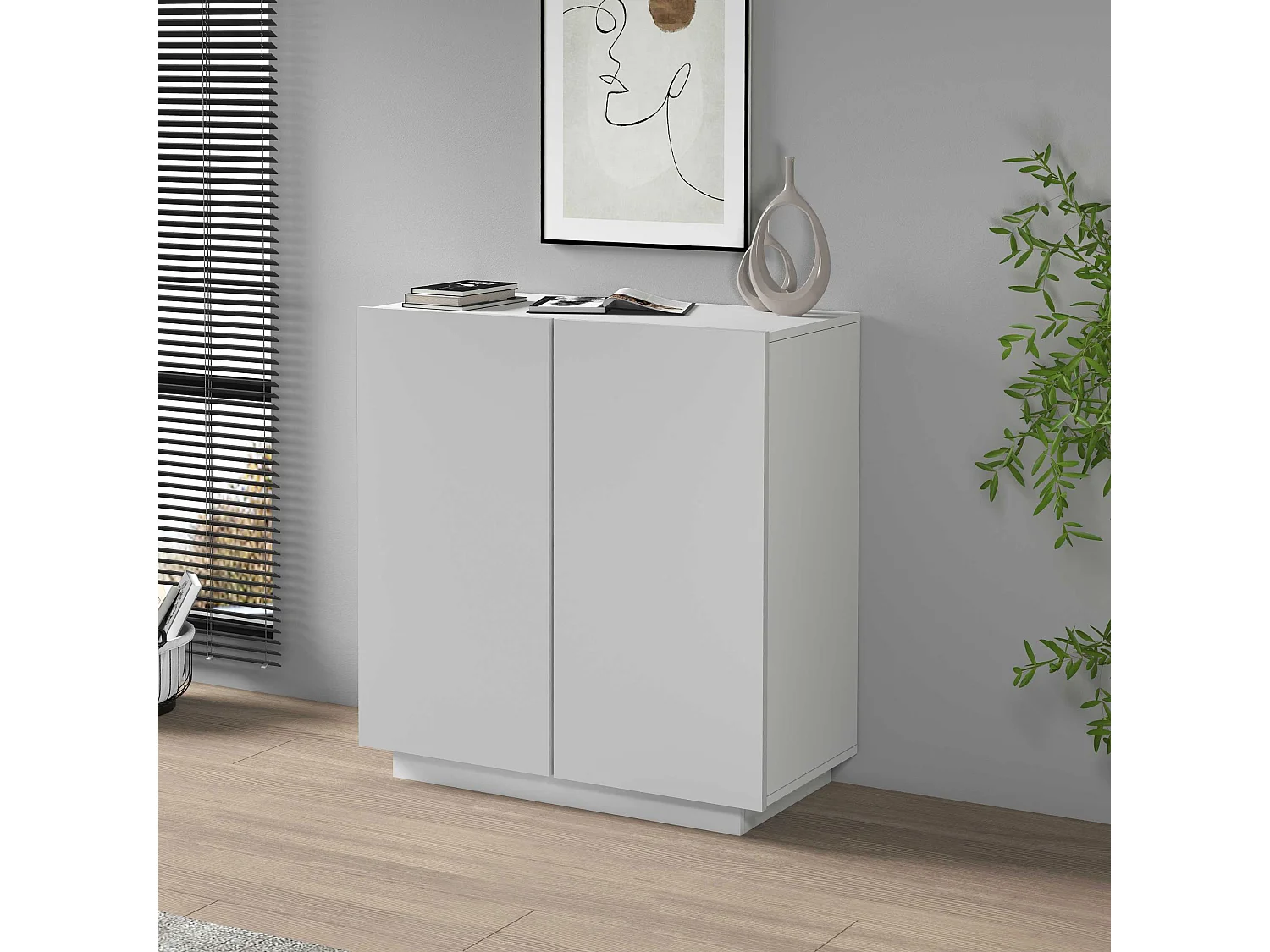 Armario multiusos Easy con 2 puertas blanco mate 79,20x38x86 cm