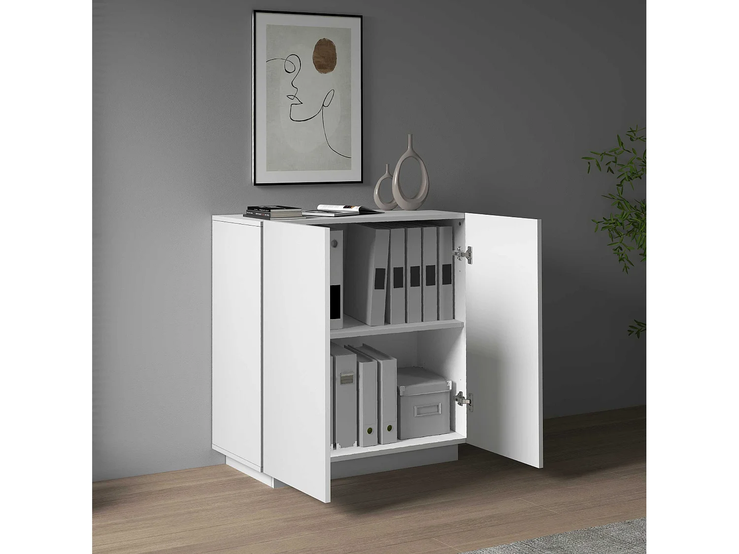 Armario multiusos Easy con 2 puertas blanco mate 79,20x38x86 cm
