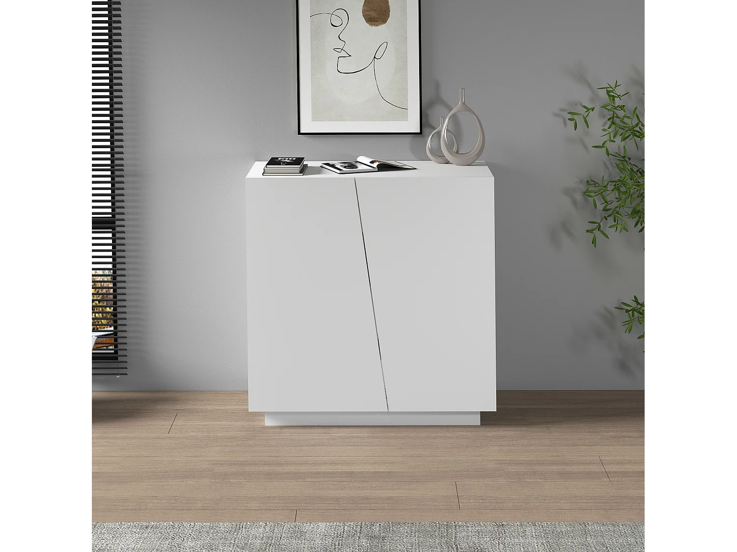 Armario multiusos Easy con 2 puertas blanco mate 79,20x38x86 cm