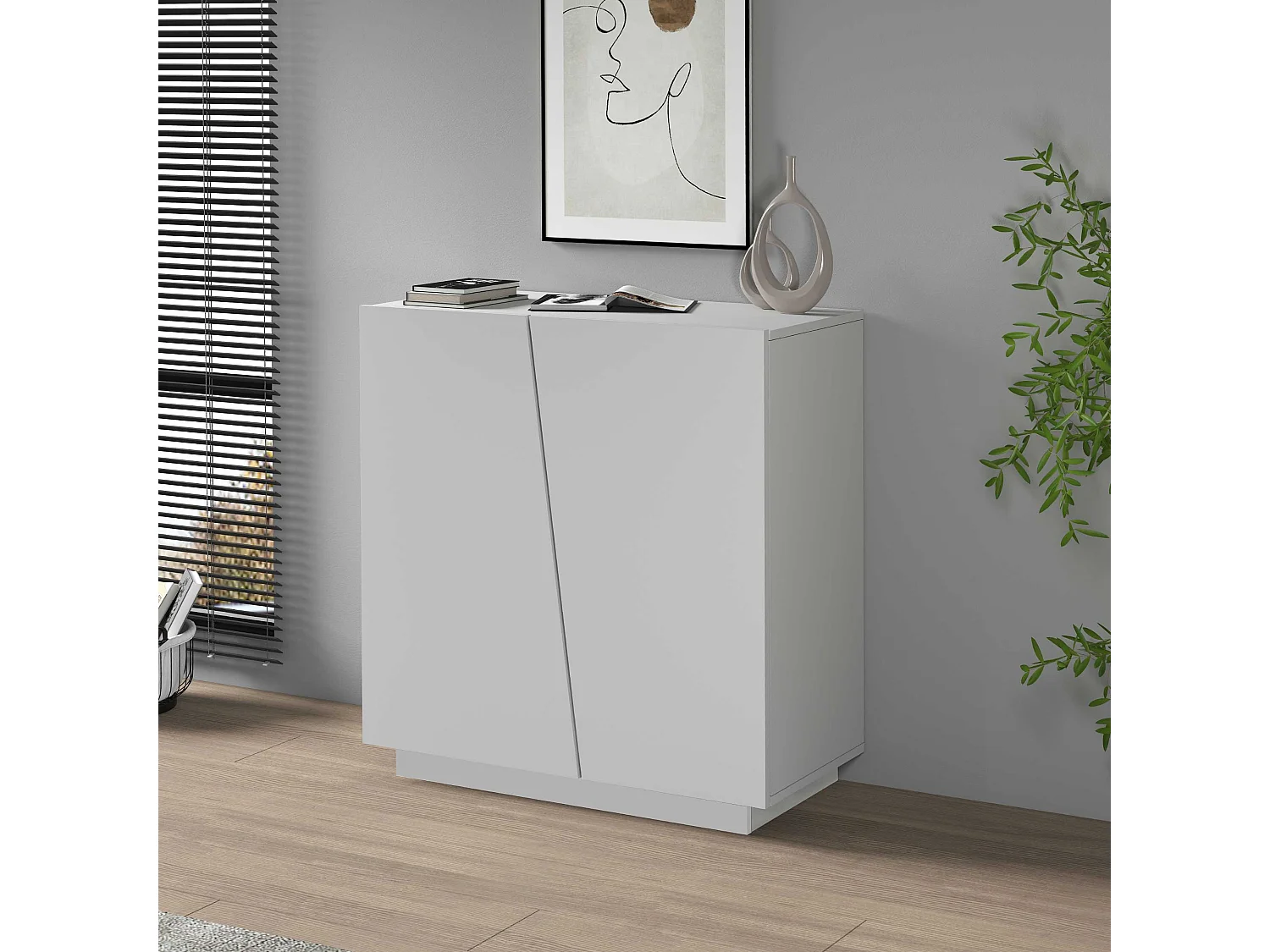 Armario multiusos Easy con 2 puertas blanco mate 79,20x38x86 cm