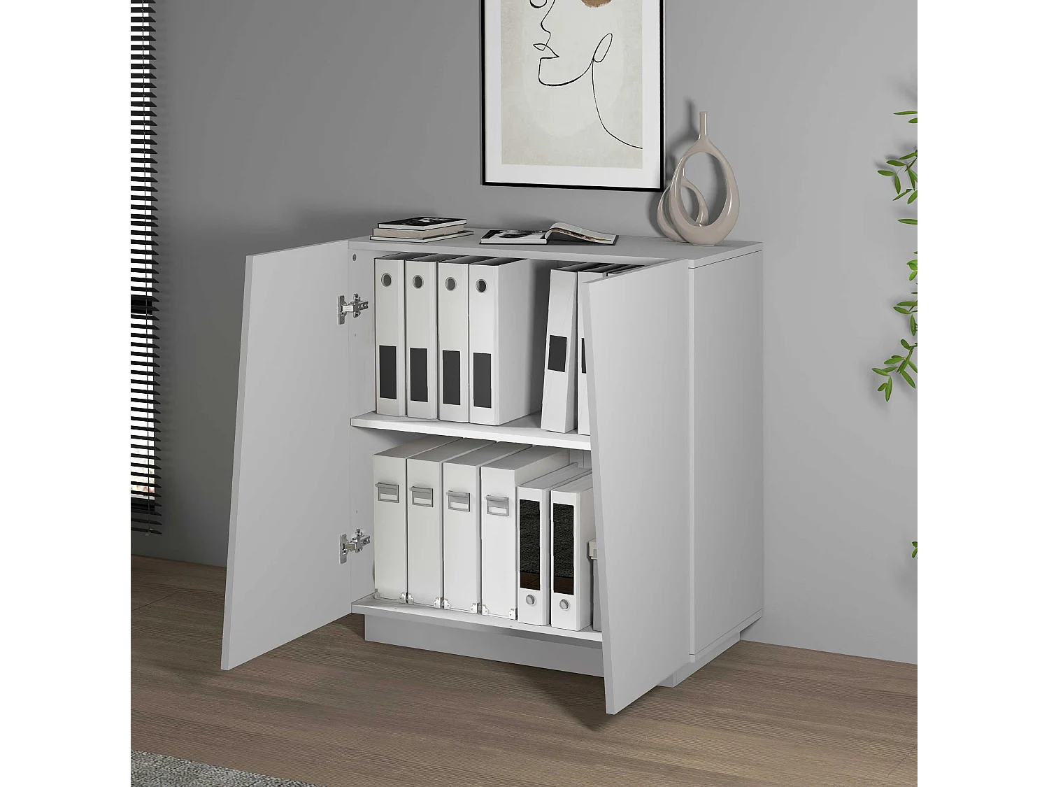 Armario multiusos Easy con 2 puertas blanco mate 79,20x38x86 cm