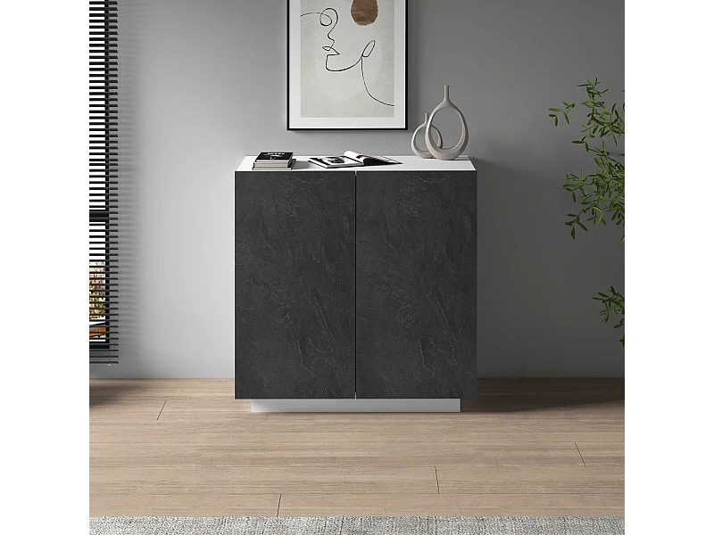 Armadio multiuso Easy a 2 ante bianco opaco e report 79,20x38x86 cm