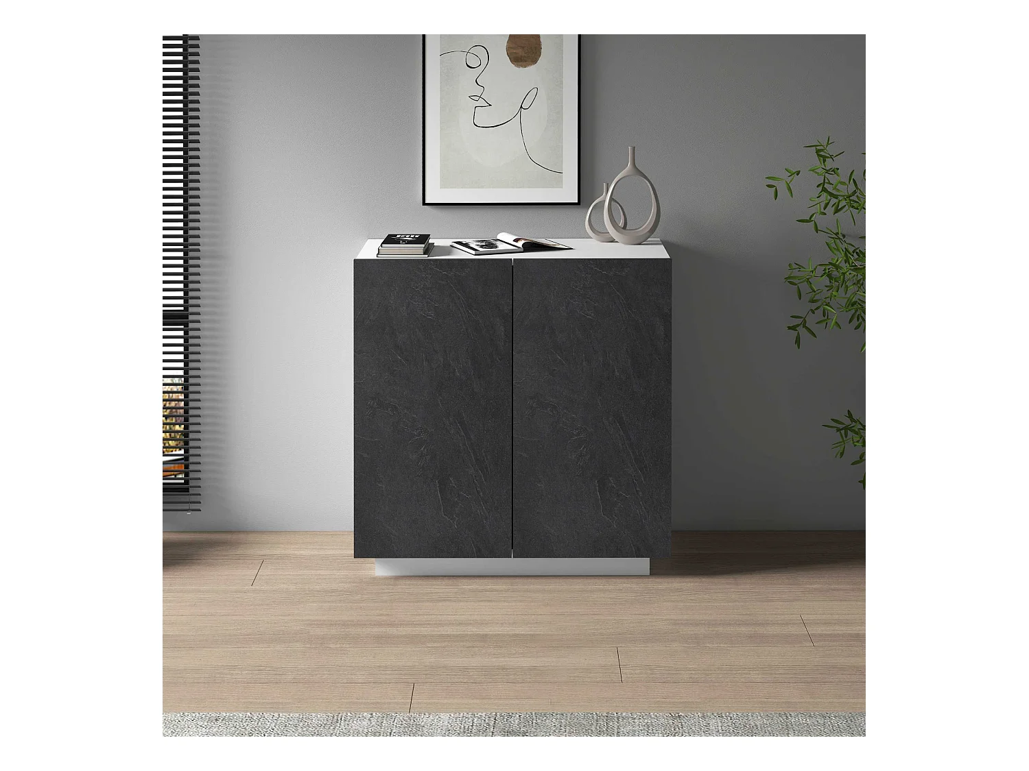 Armadio multiuso Easy a 2 ante bianco opaco e report 79,20x38x86 cm