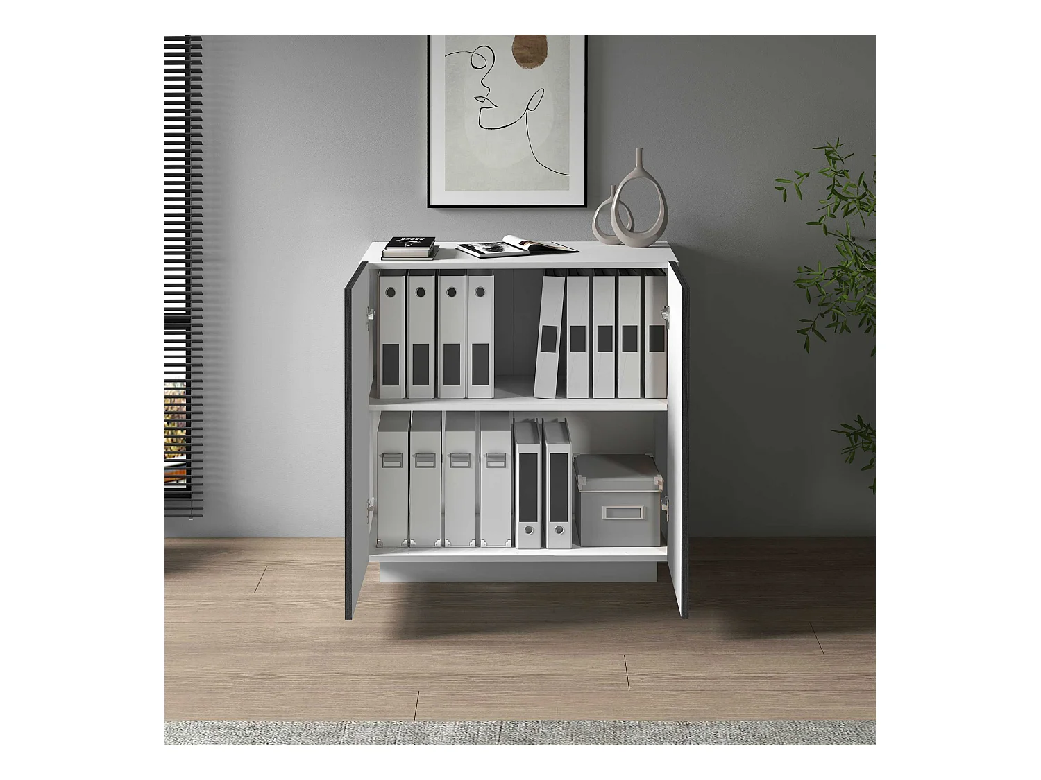 Armadio multiuso Easy a 2 ante bianco opaco e report 79,20x38x86 cm