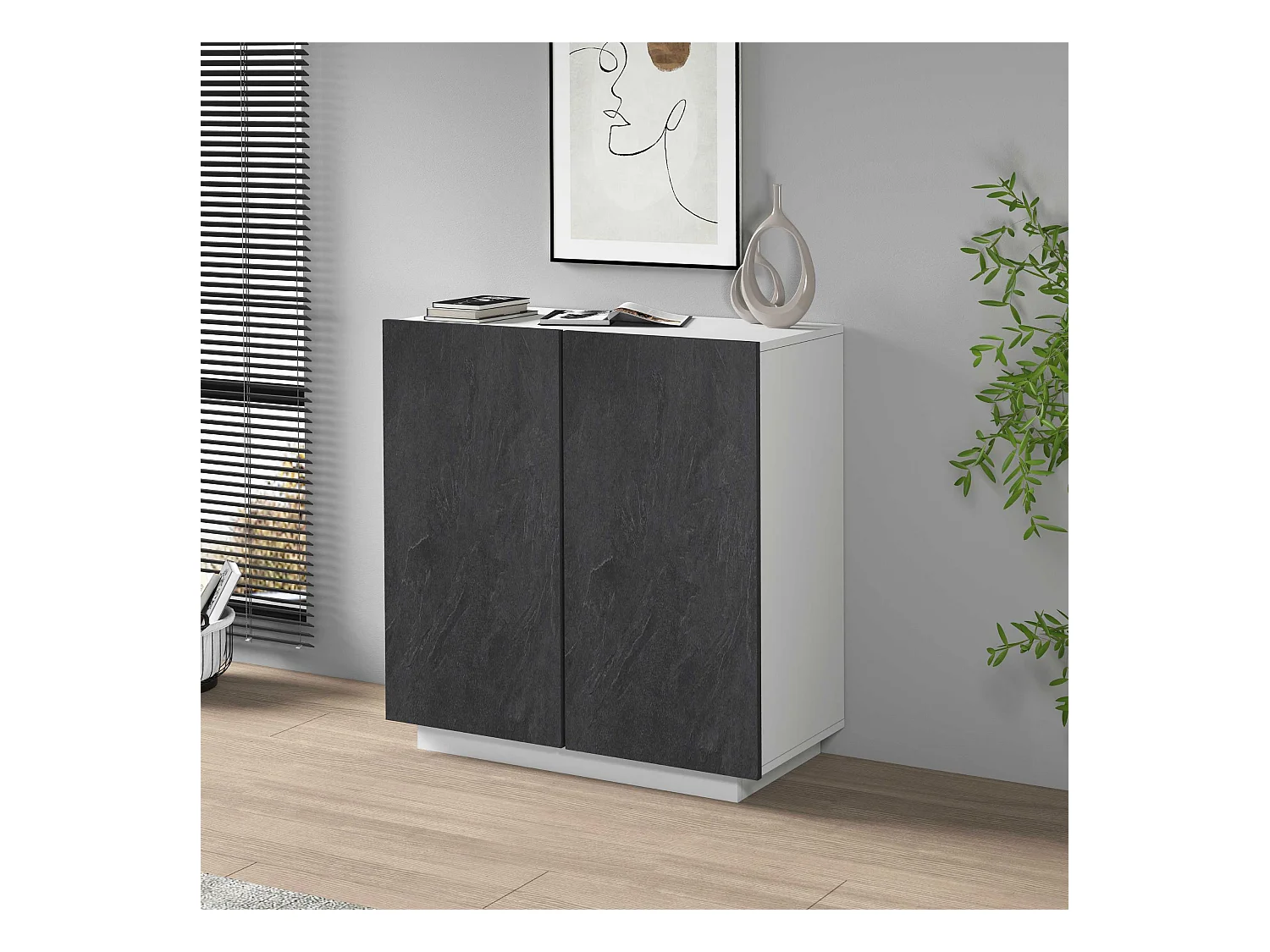 Armadio multiuso Easy a 2 ante bianco opaco e report 79,20x38x86 cm