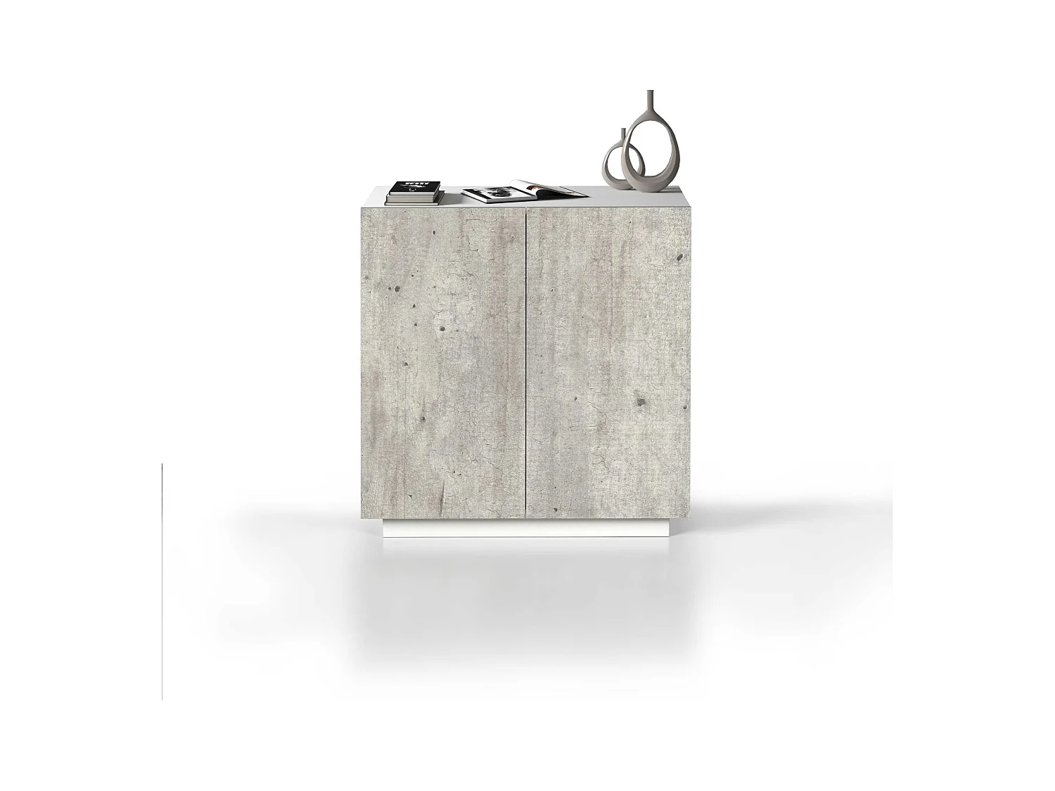 Armadio multiuso Easy a 2 ante bianco opaco e cemento 79,20x38x86 cm