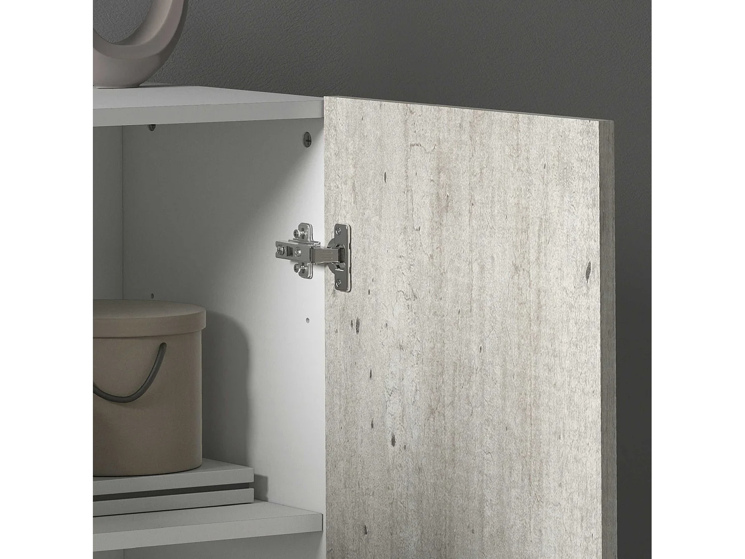 Armadio multiuso Easy a 2 ante bianco opaco e cemento 79,20x38x86 cm