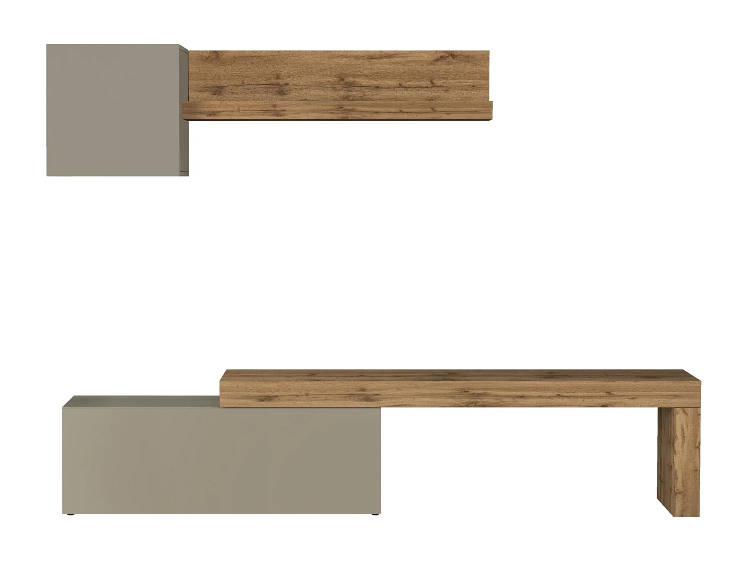 Parete attrezzata Chronos set soggiorno tortora opaco e rovere 180/290x40 cm