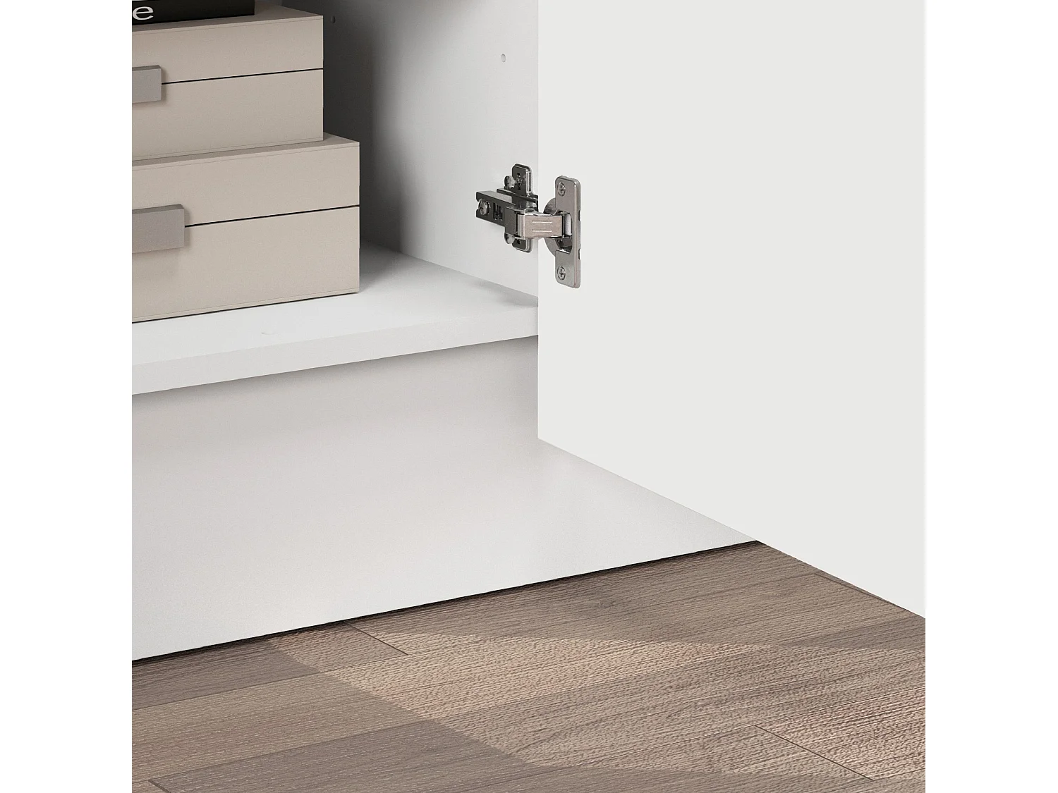 Mueble TV Vela con 4 puertas en color blanco brillo 180x35x45,4 cm