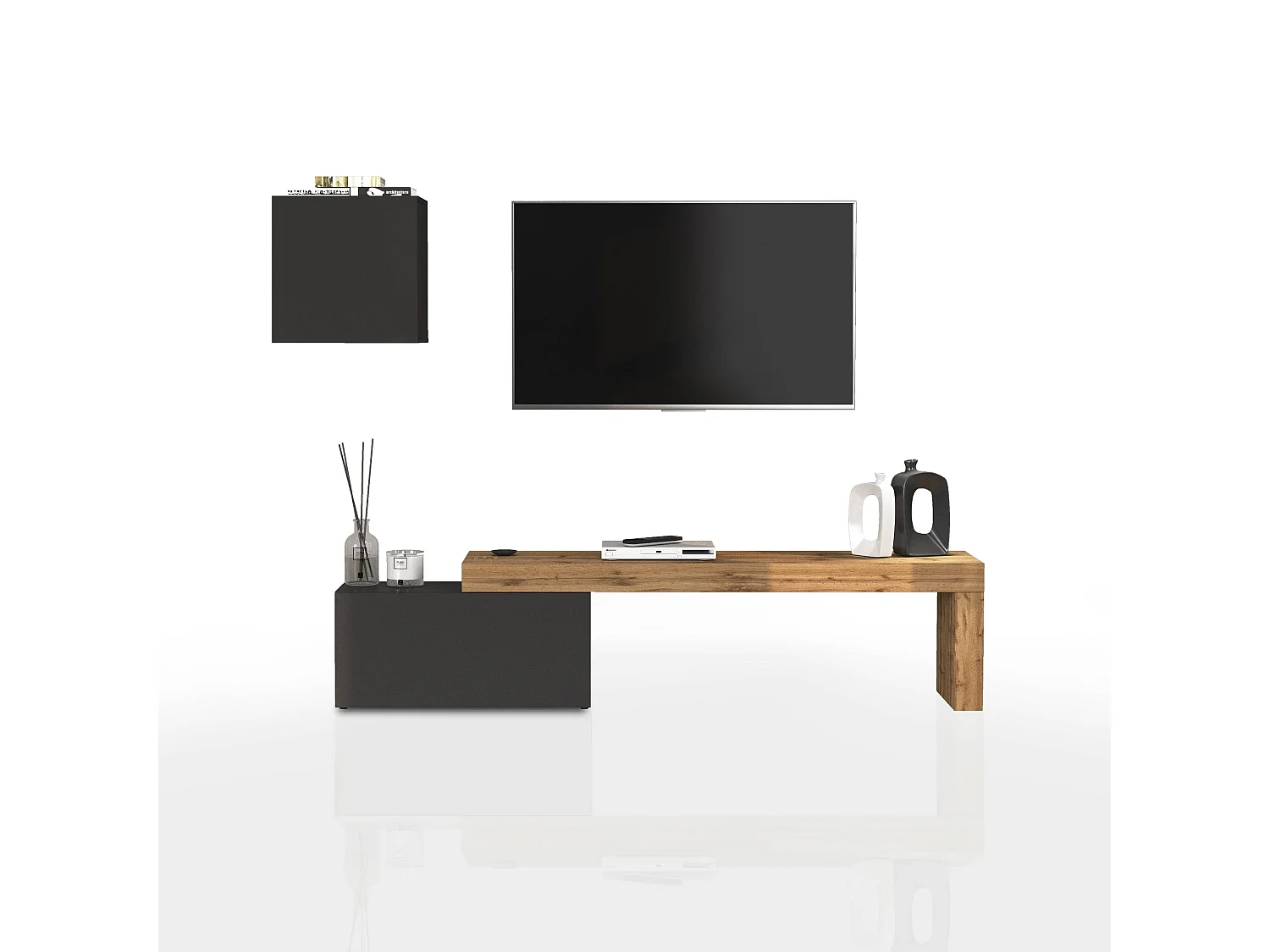 Parete attrezzata Chronos set soggiorno antracite opaco e rovere 180/260x40 cm