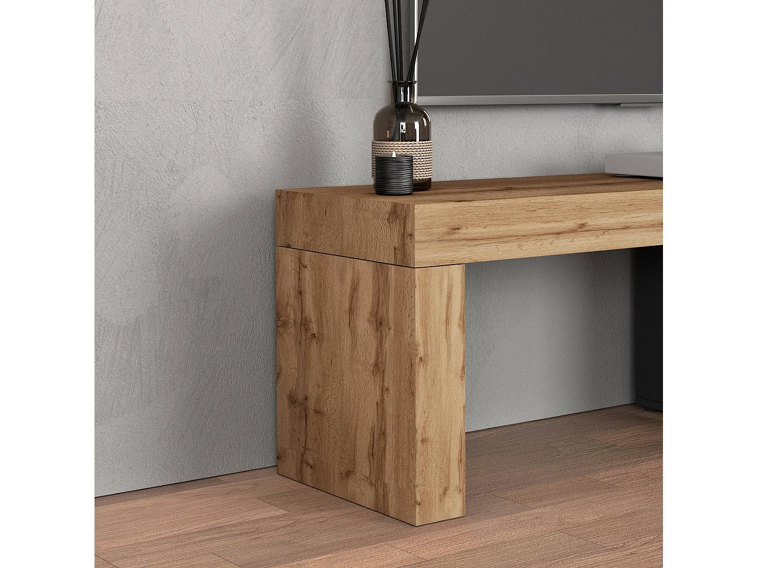 Parete attrezzata Chronos set soggiorno antracite opaco e rovere 180/260x40 cm