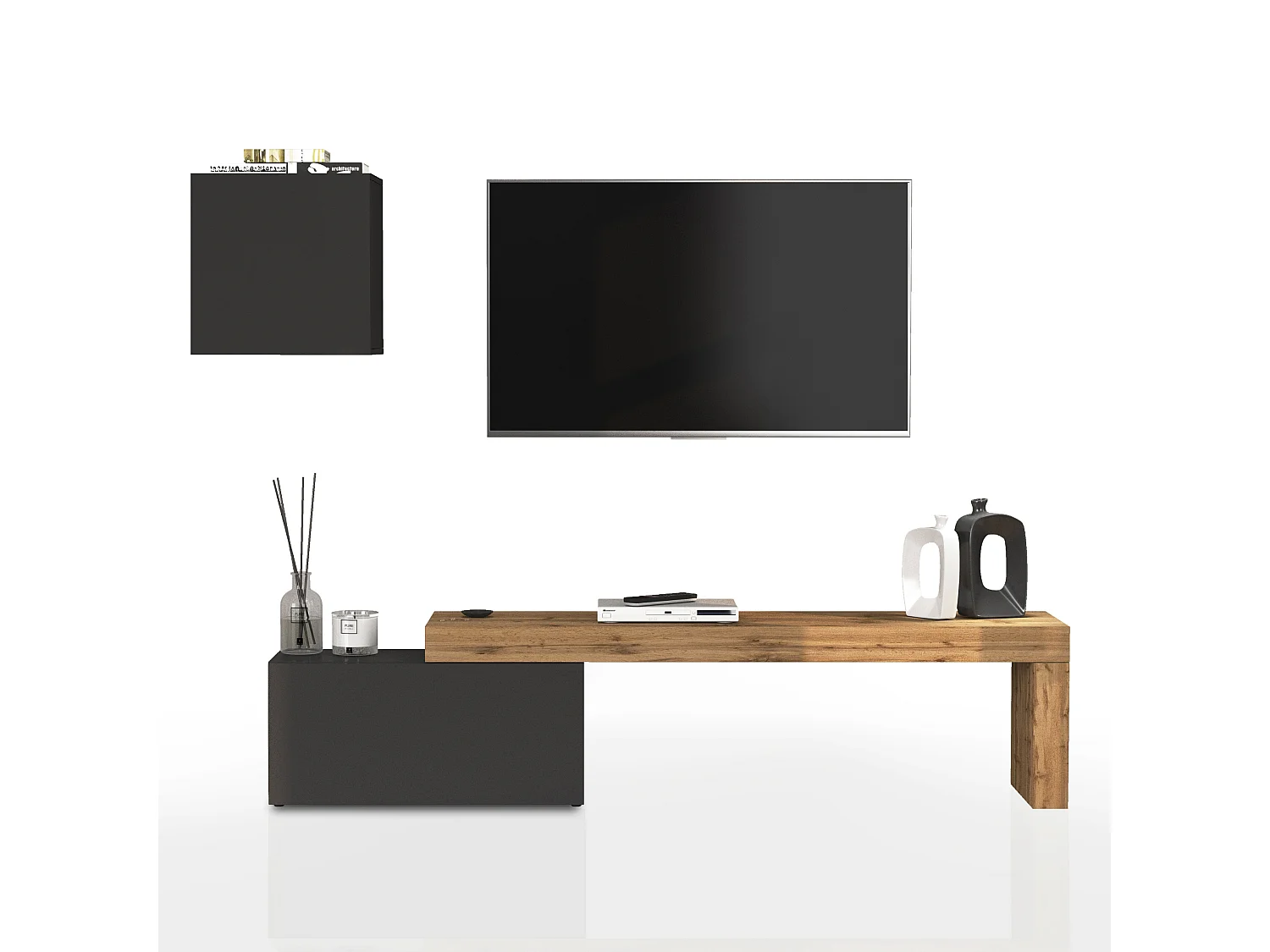 Parete attrezzata Chronos set soggiorno antracite opaco e rovere 180/260x40 cm