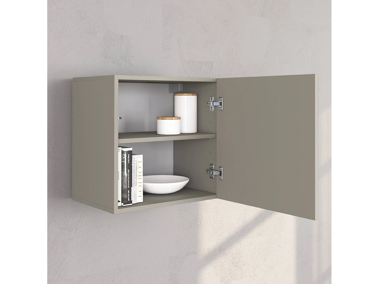 Parete attrezzata Chronos set soggiorno tortora opaco e rovere 190/350x40 cm