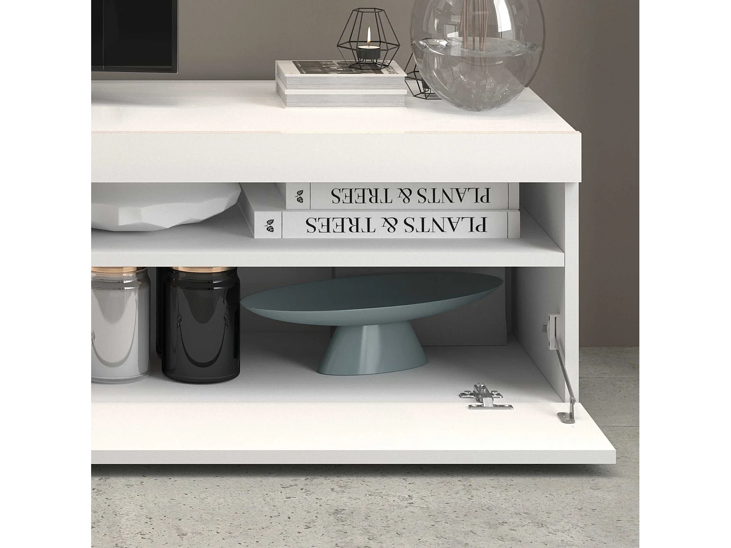 Parete attrezzata Potenza set soggiorno bianco lucido 240x40x160 cm