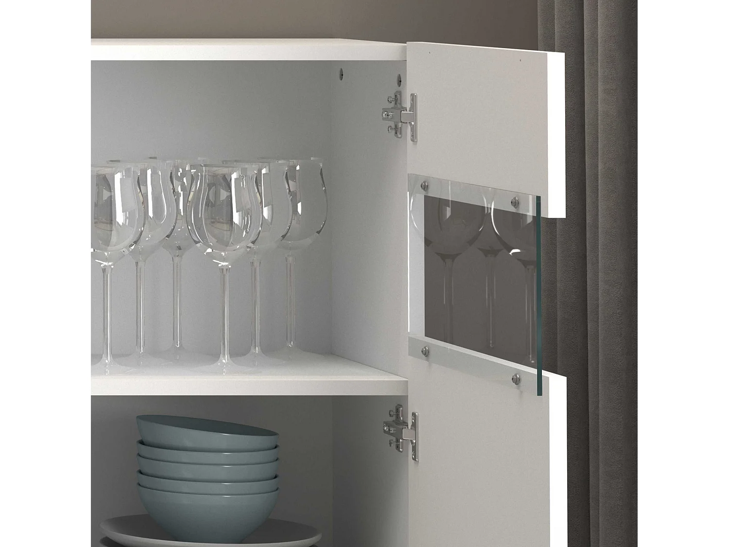 Parete attrezzata Potenza set soggiorno bianco lucido 240x40x160 cm