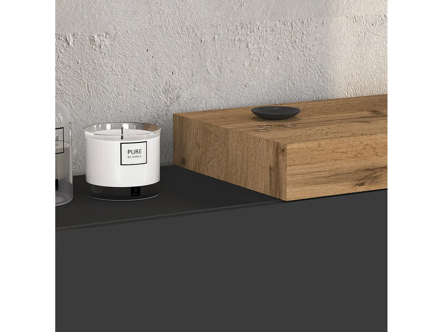 Conjunto de mueble de TV Chronos para salón, color antracita mate y roble, 180/260 x 40 cm