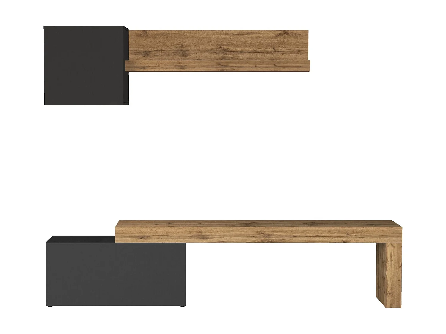 Parete attrezzata Chronos set soggiorno antracite opaco e rovere 180/260x40 cm