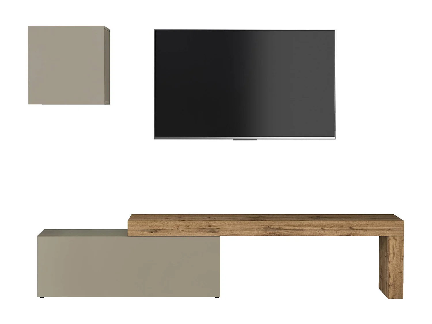 Parete attrezzata Chronos set soggiorno tortora opaco e rovere 180/290x40 cm