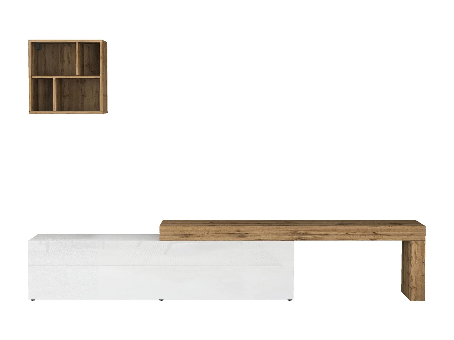 Parete attrezzata Chronos set soggiorno bianco lucido e rovere 190/350x40 cm