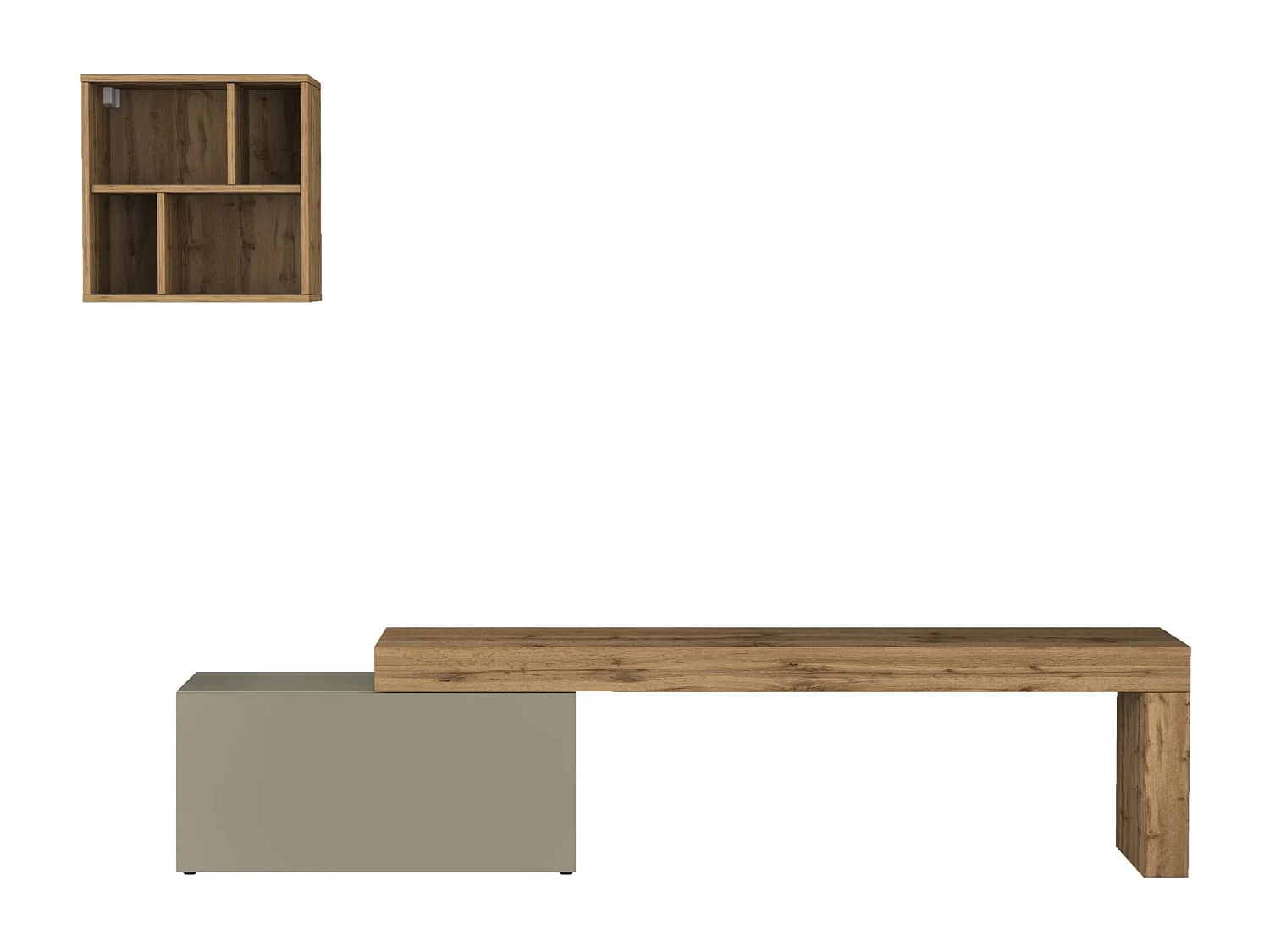 Parete attrezzata Chronos set soggiorno tortora opaco e rovere 180/260x40 cm