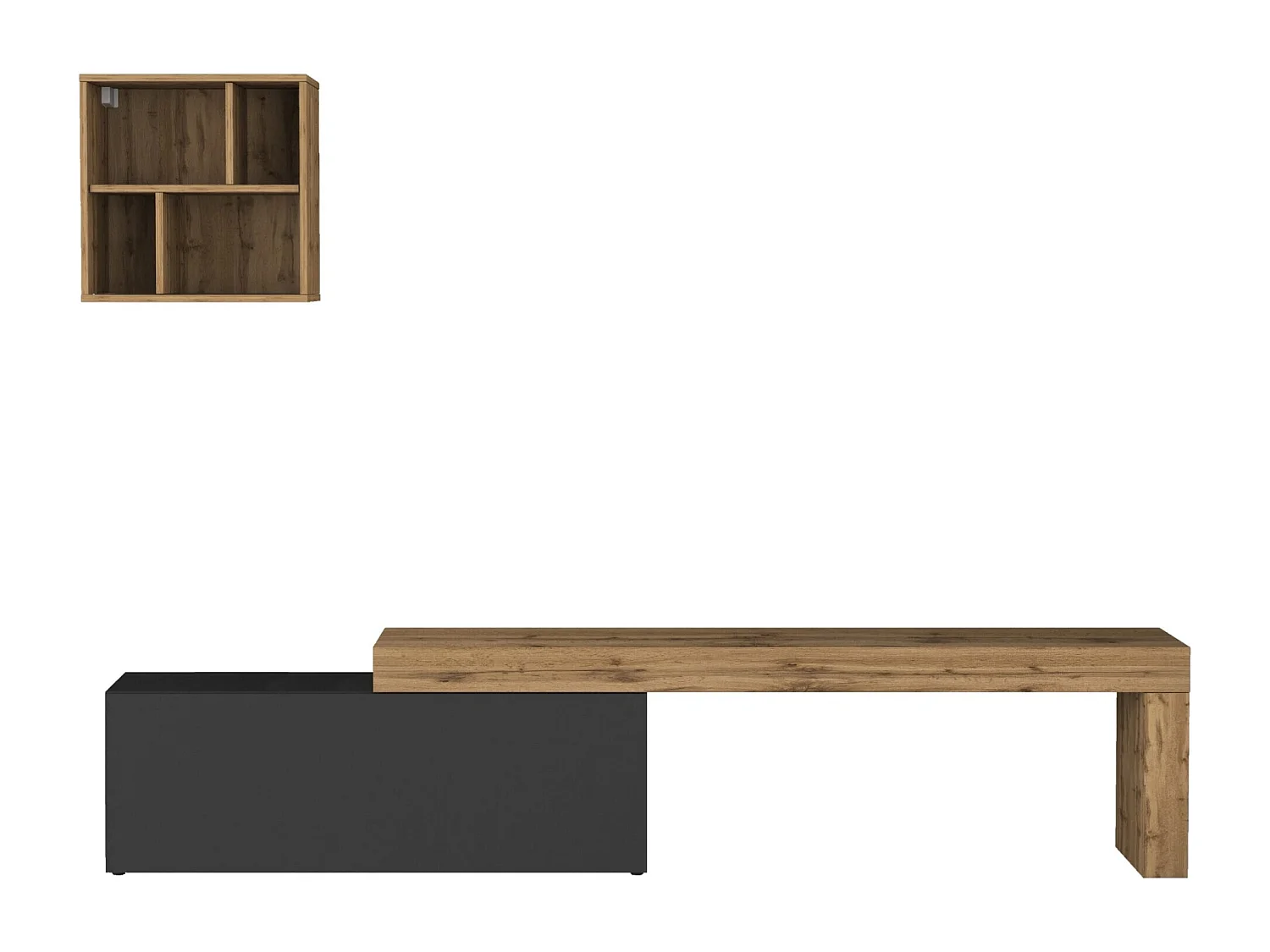 Parete attrezzata Chronos set soggiorno antracite opaco e rovere 180/290x40 cm