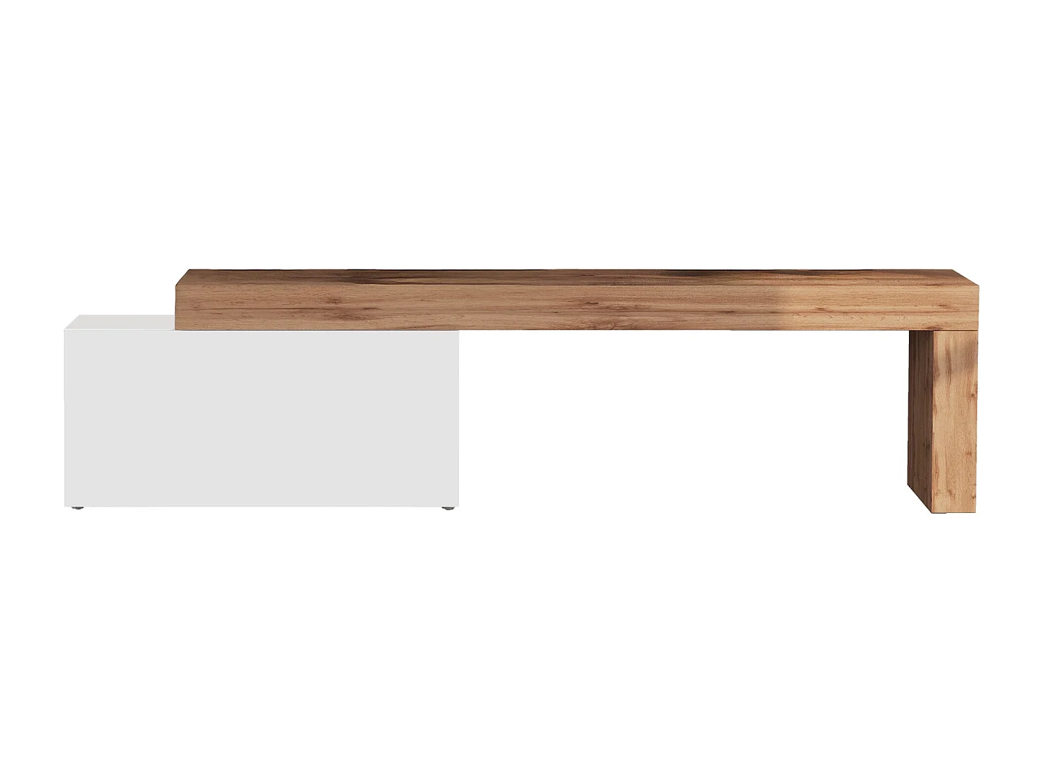 Mobile porta tv Chronos estensibile con 1 anta a ribalta bianco/rovere 180/260x40x51 cm