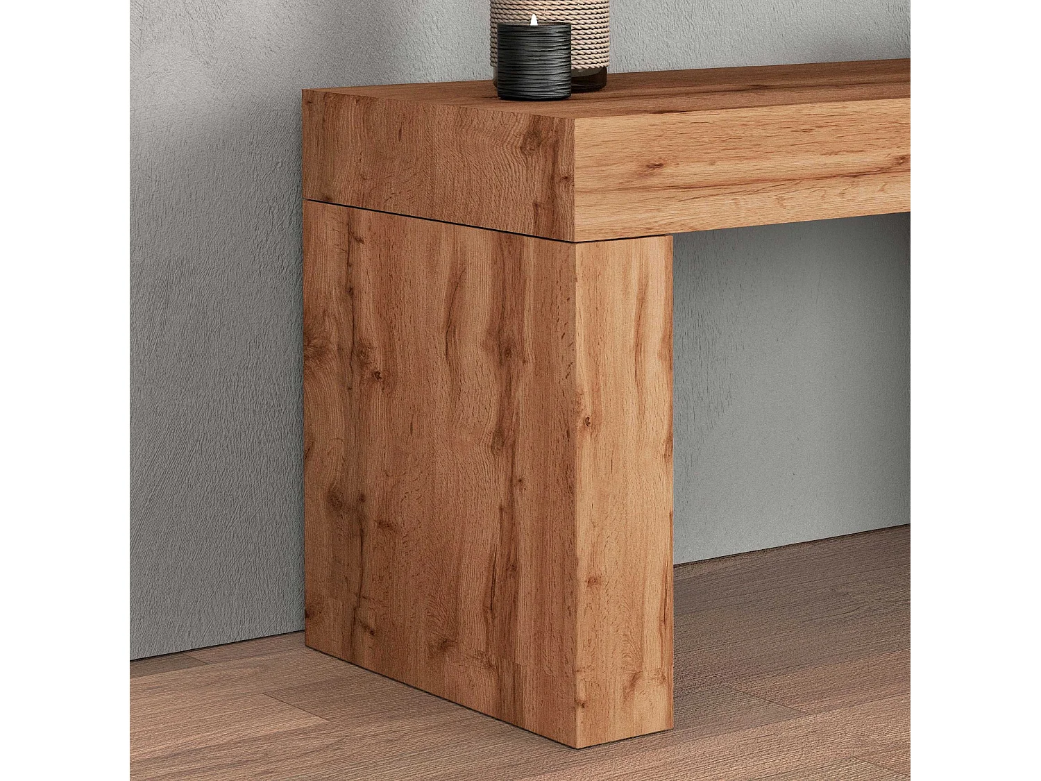 Mobile porta tv Chronos estensibile con 1 anta a ribalta bianco/rovere 180/260x40x51 cm