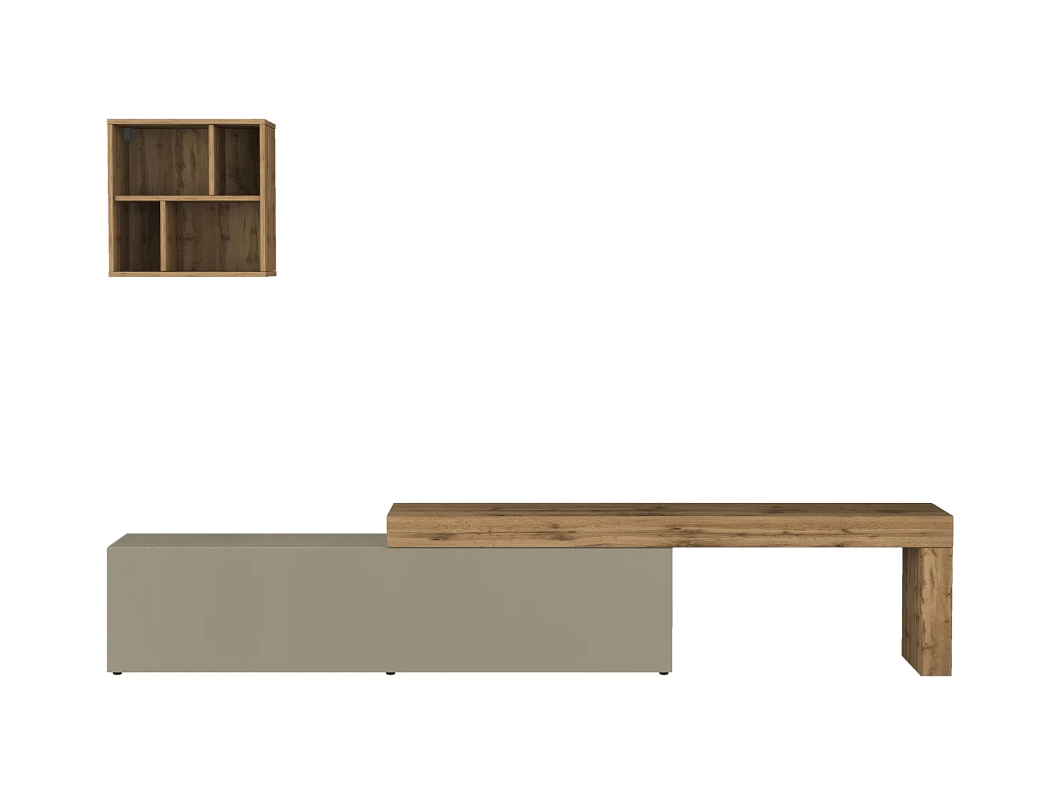 Parete attrezzata Chronos set soggiorno tortora opaco e rovere 190/350x40 cm