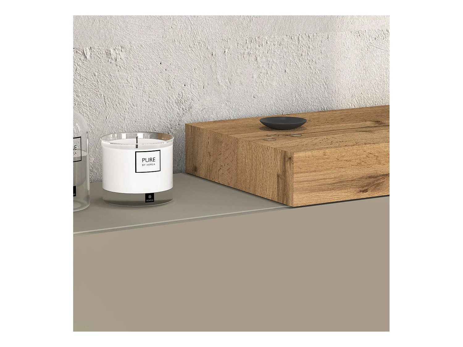 Parete attrezzata Chronos set soggiorno tortora opaco e rovere 190/350x40 cm