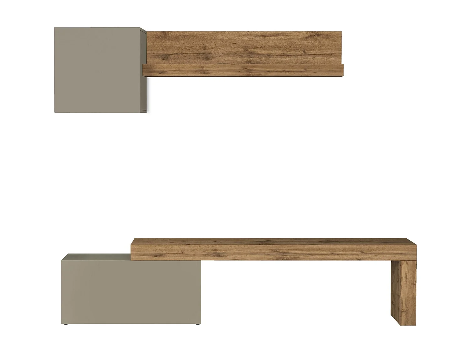 Parete attrezzata Chronos set soggiorno tortora opaco e rovere 180/260x40 cm