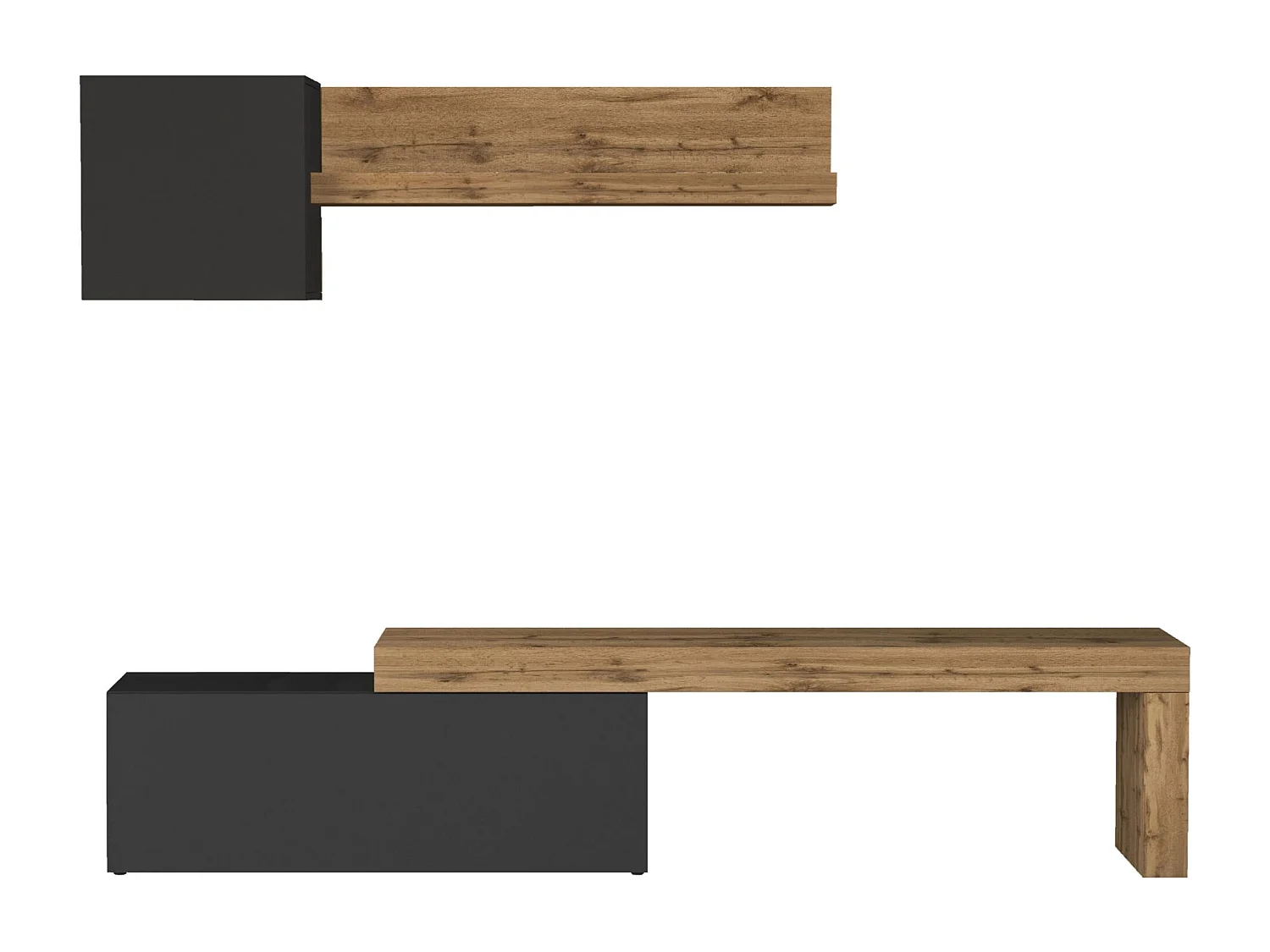 Parete attrezzata Chronos set soggiorno antracite opaco e rovere 180/290x40 cm