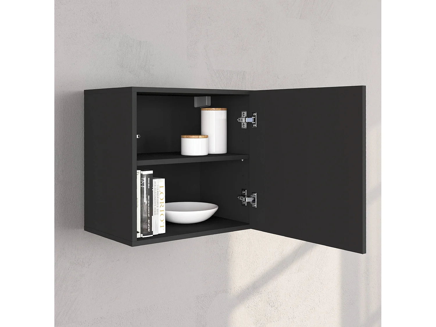 Conjunto de mueble de TV Chronos para salón en gris antracita mate y roble 180/290x40 cm