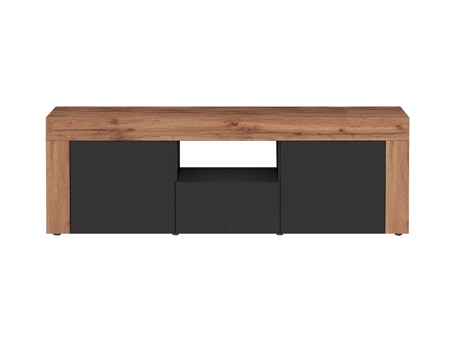 Mobile porta tv Chronos a 2 ante e 1 cassetto antracite opaco e rovere 155x40x51 cm