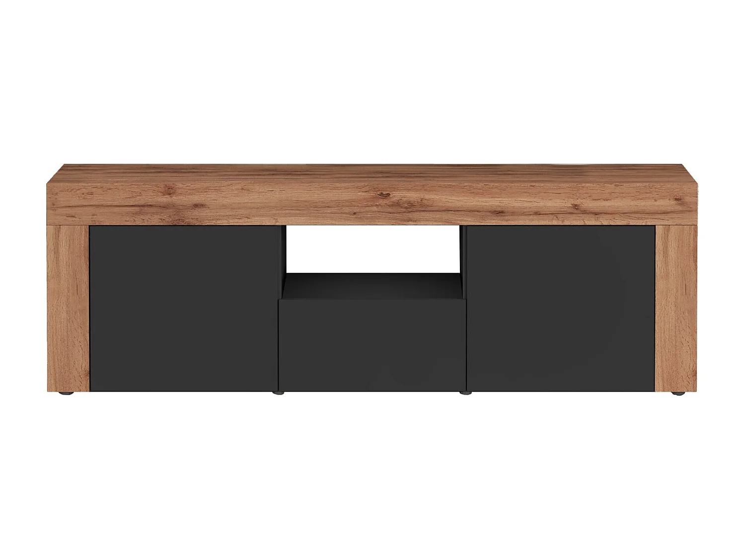 Mobile porta tv Chronos a 2 ante e 1 cassetto antracite opaco e rovere 155x40x51 cm