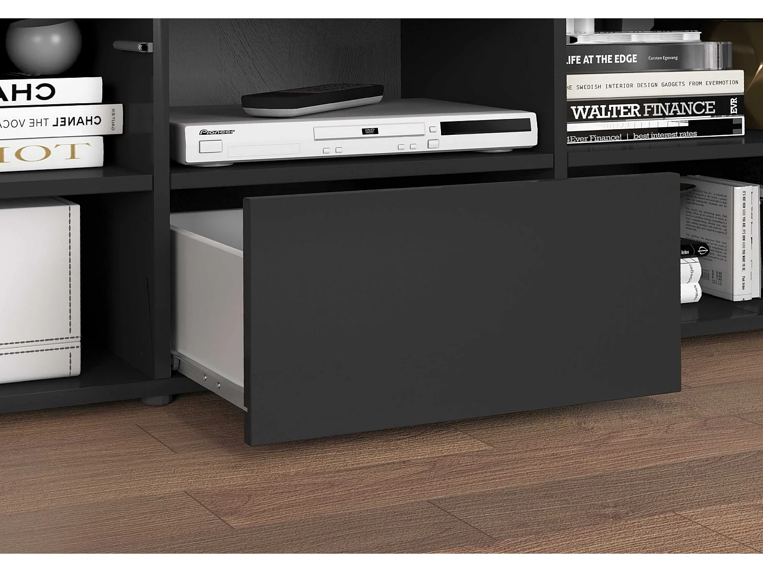 Mobile porta tv Chronos a 2 ante e 1 cassetto antracite opaco e rovere 155x40x51 cm