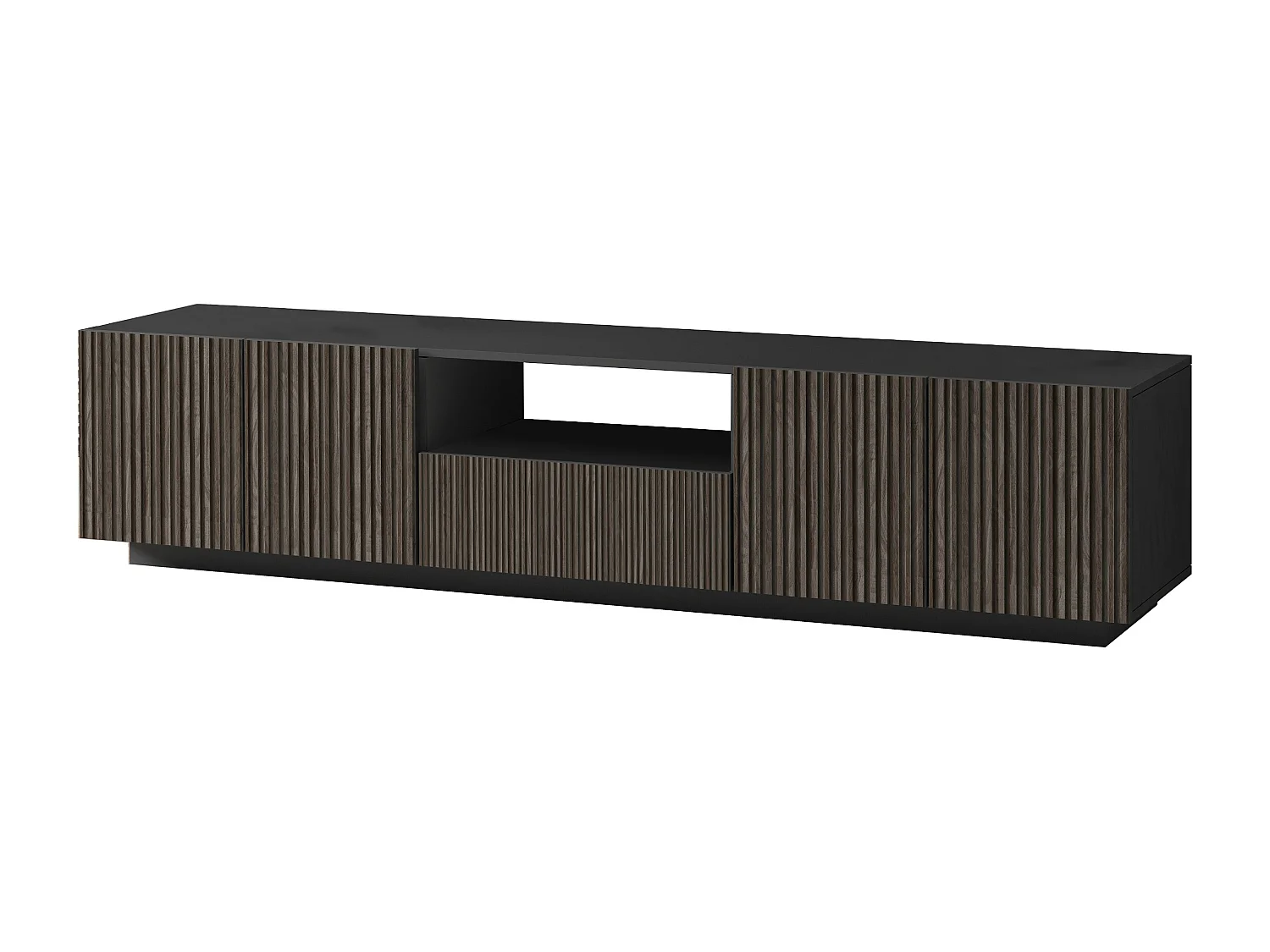 Mobile porta tv Coste a 4 ante 1 cassetto e 1 vano antracite/legno scuro 220,1x43x46 cm