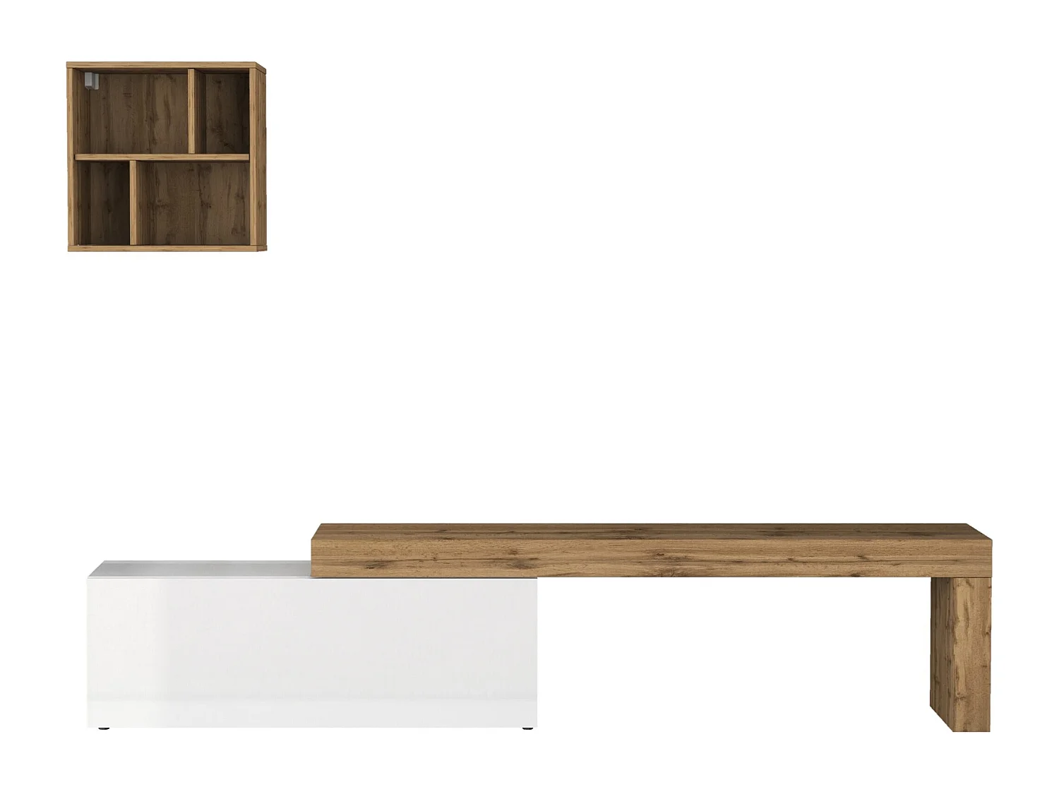 Parete attrezzata Chronos set soggiorno bianco lucido e rovere 180/290x40 cm