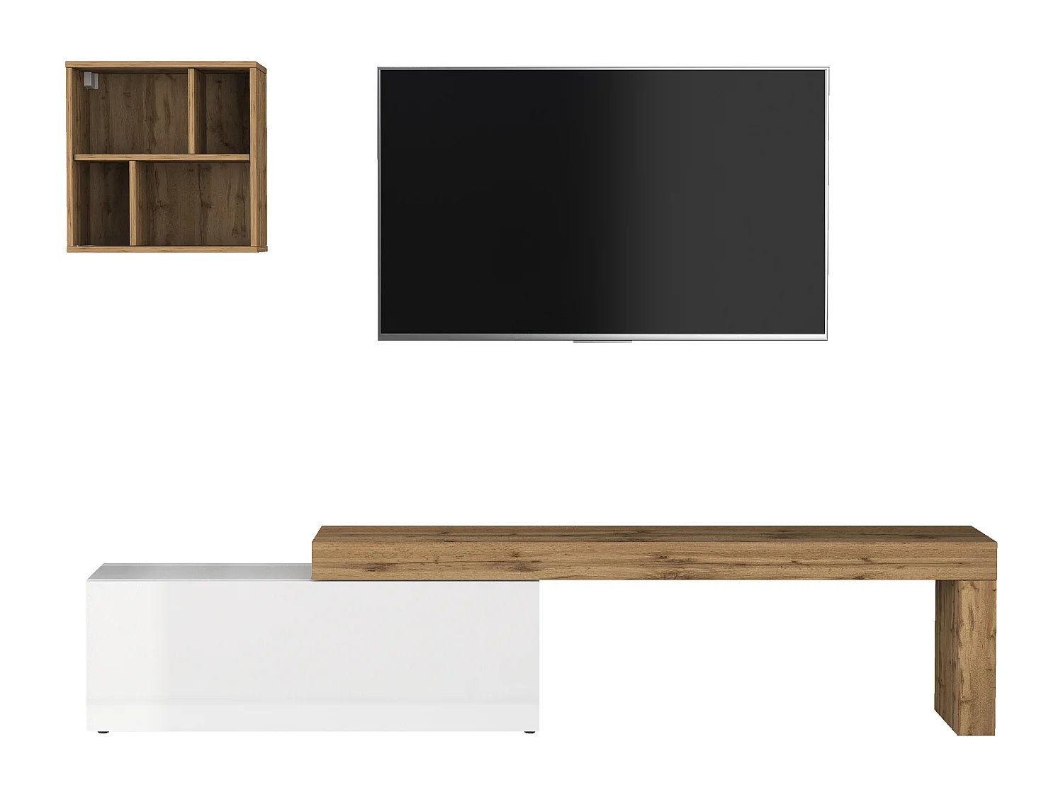 Conjunto de mueble de TV Chronos blanco brillo y roble 180/290x40 cm