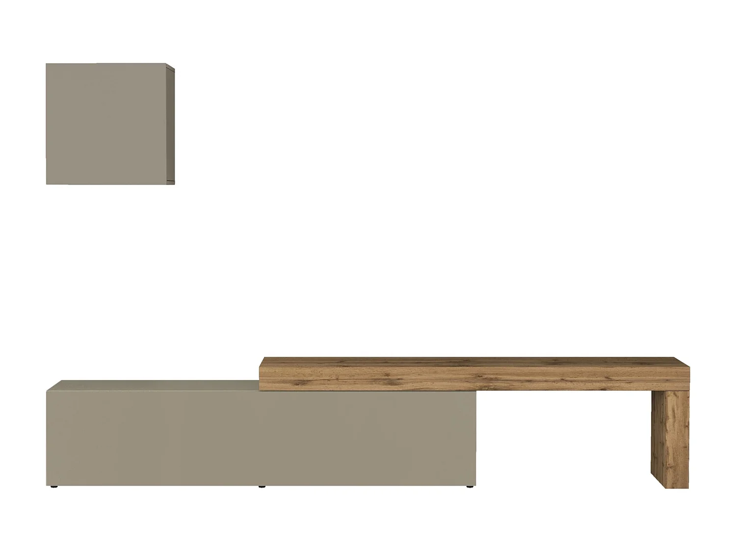 Parete attrezzata Chronos set soggiorno tortora opaco e rovere 190/350x40 cm