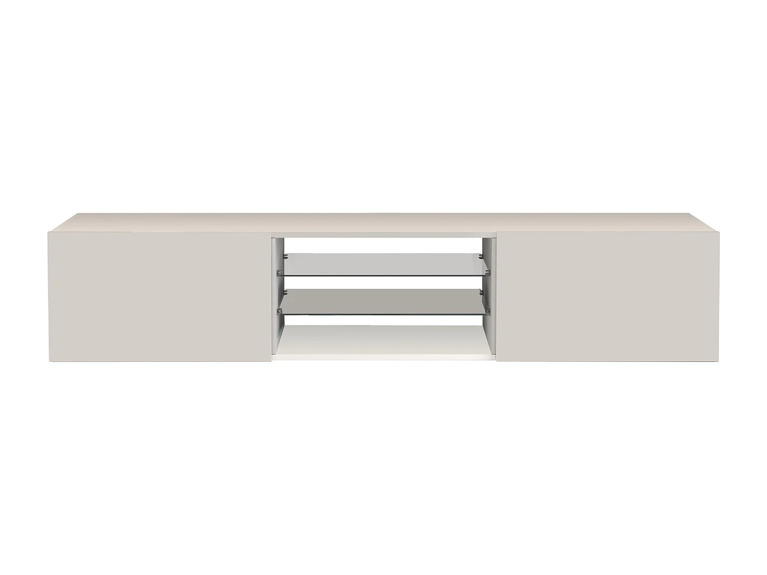 Mobile porta tv Egypt a 2 ante e 2 ripiani in vetro bianco lucido 180x38x35 cm