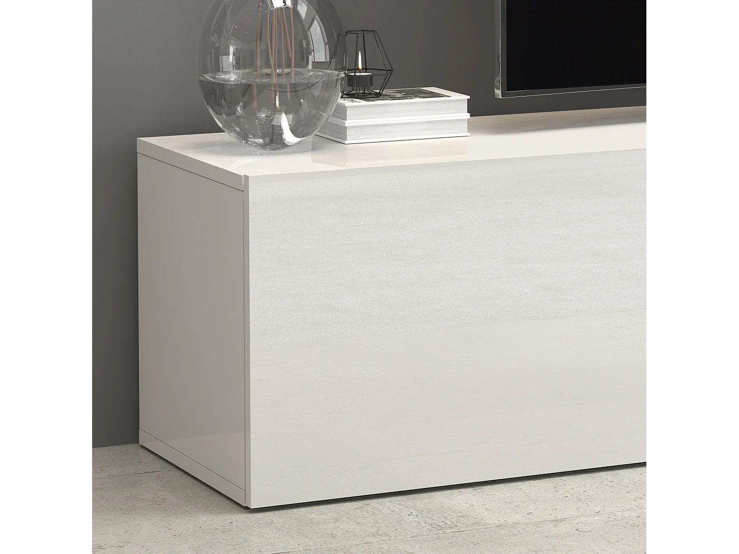 Mobile porta tv Egypt a 2 ante e 2 ripiani in vetro bianco lucido 180x38x35 cm